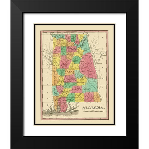 Alabama - Finley 1831 Black Modern Wood Framed Art Print with Double Matting by Finley