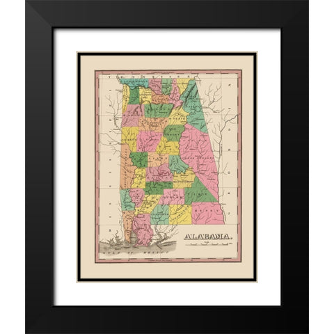 Alabama - Finley 1824 Black Modern Wood Framed Art Print with Double Matting by Finley