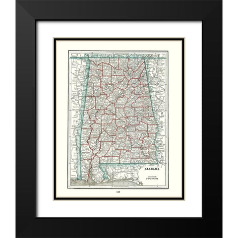Alabama - Rathbun 1893 Black Modern Wood Framed Art Print with Double Matting by Rathbun