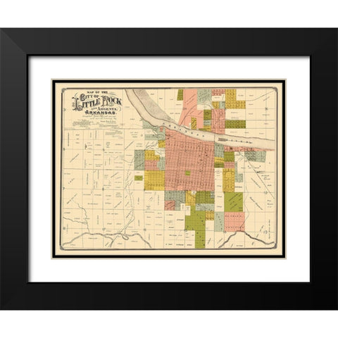 Little Rock Arkansas Landowner - Rickon 1888 Black Modern Wood Framed Art Print with Double Matting by Rickon