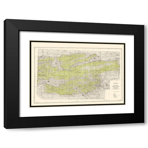 Ouachita National Forest Arkansas - USGS 1945 Black Modern Wood Framed Art Print with Double Matting by USGS