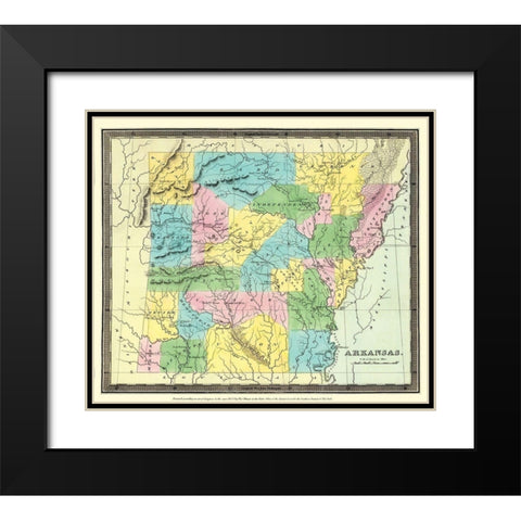 Arkansas Territory - Burr 1835 Black Modern Wood Framed Art Print with Double Matting by Burr