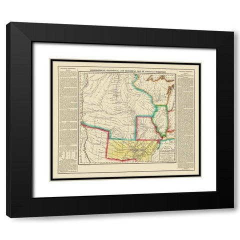 Arkansas Territory - Long 1822 Black Modern Wood Framed Art Print with Double Matting by Long