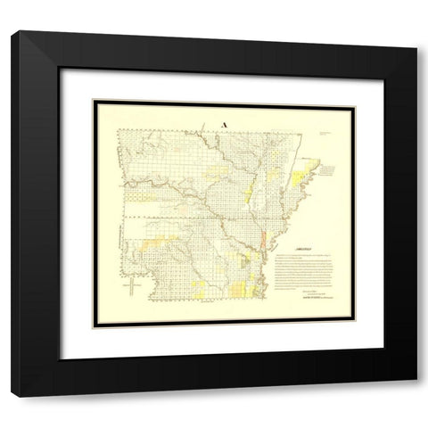 Arkansas - Fulton 1839 Black Modern Wood Framed Art Print with Double Matting by Fulton