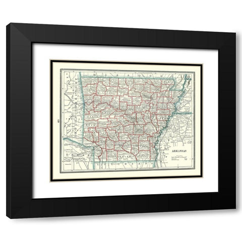 Arkansas - Rathbun 1893 Black Modern Wood Framed Art Print with Double Matting by Rathbun