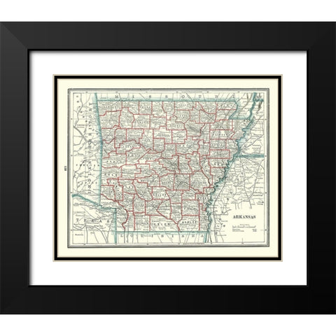 Arkansas - Rathbun 1893 Black Modern Wood Framed Art Print with Double Matting by Rathbun