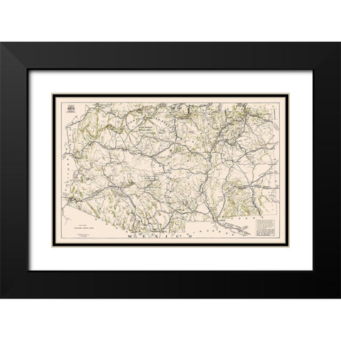 Arizona New Mexico - Westgard 1919  Black Modern Wood Framed Art Print with Double Matting by Westgard