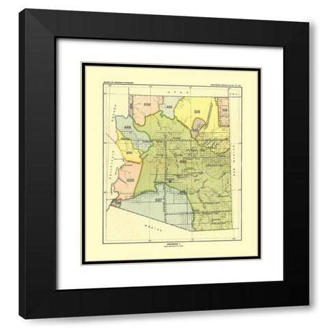 Western Arizona - Hoen 1896 Black Modern Wood Framed Art Print with Double Matting by Hoen