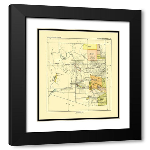 Arizona - Hoen 1896 Black Modern Wood Framed Art Print with Double Matting by Hoen