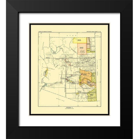 Arizona - Hoen 1896 Black Modern Wood Framed Art Print with Double Matting by Hoen