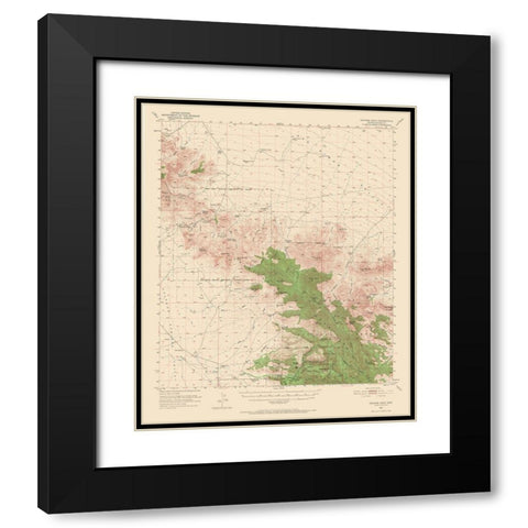 Cochise Head Arizona Quad - USGS 1950 Black Modern Wood Framed Art Print with Double Matting by USGS