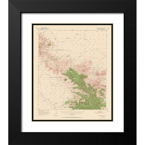 Cochise Head Arizona Quad - USGS 1950 Black Modern Wood Framed Art Print with Double Matting by USGS