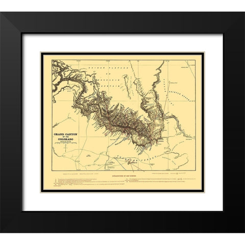 Grand Canyon Arizona - Underwood 1904 Black Modern Wood Framed Art Print with Double Matting by Underwood