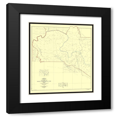 Grand Canyon West Half Arizona - USGS 1927 Black Modern Wood Framed Art Print with Double Matting by USGS