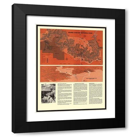 Grand Canyon North Rim Arizonia - USPS 1975 Black Modern Wood Framed Art Print with Double Matting by Park Services