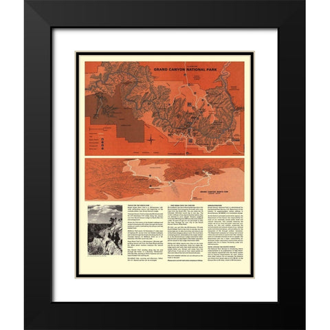 Grand Canyon North Rim Arizonia - USPS 1975 Black Modern Wood Framed Art Print with Double Matting by Park Services