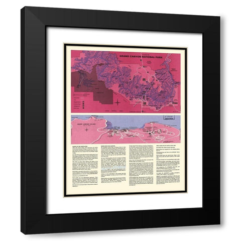 Grand Canyon South Rim Arizona - USPS 1975 Black Modern Wood Framed Art Print with Double Matting by Park Services