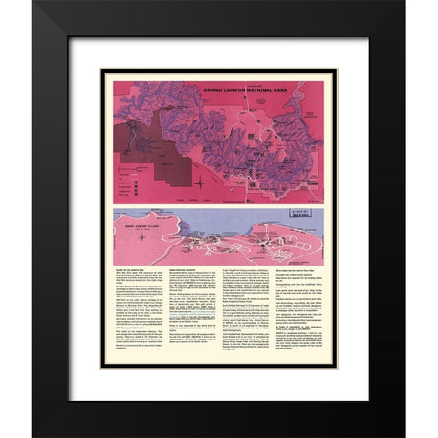 Grand Canyon South Rim Arizona - USPS 1975 Black Modern Wood Framed Art Print with Double Matting by Park Services