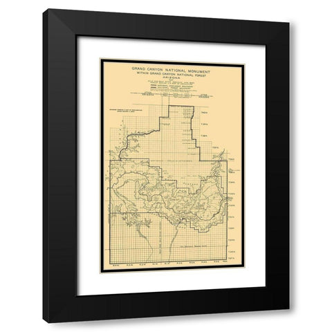 Grand Canyon National Monument Arizona Sheet Black Modern Wood Framed Art Print with Double Matting by USGS