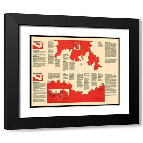 Grand Canyon Visitors Brochure - USPS 1930 Black Modern Wood Framed Art Print with Double Matting by Park Services