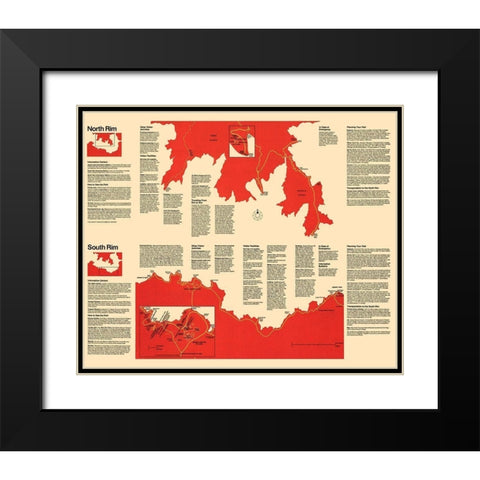 Grand Canyon Visitors Brochure - USPS 1930 Black Modern Wood Framed Art Print with Double Matting by Park Services