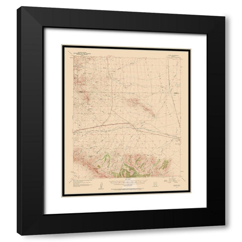 Luzena Arizona Quad - USGS 1957 Black Modern Wood Framed Art Print with Double Matting by USGS