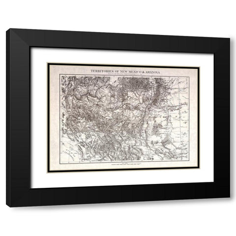 New Mexico Arizona Territories - USGS 1879  Black Modern Wood Framed Art Print with Double Matting by USGS