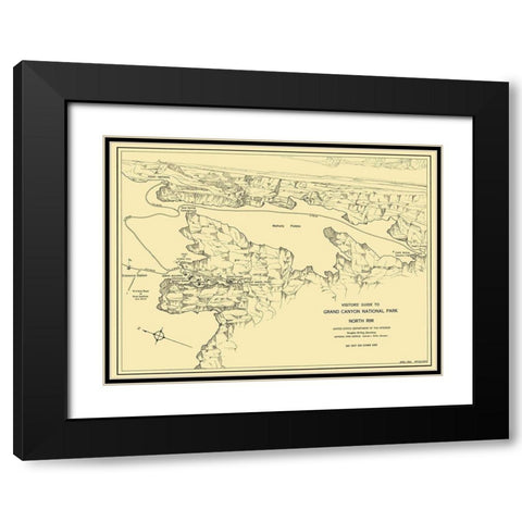 Grand Canyon North Rim Guide Black Modern Wood Framed Art Print with Double Matting by Park Services