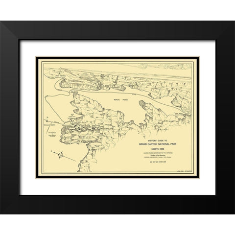 Grand Canyon North Rim Guide Black Modern Wood Framed Art Print with Double Matting by Park Services