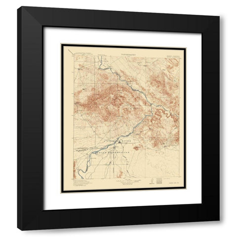 Parker Arizona California Quad - USGS 1911 Black Modern Wood Framed Art Print with Double Matting by USGS