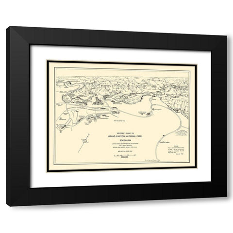 Grand Canyon South Rim Guide Black Modern Wood Framed Art Print with Double Matting by Park Services