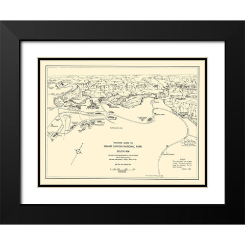 Grand Canyon South Rim Guide Black Modern Wood Framed Art Print with Double Matting by Park Services