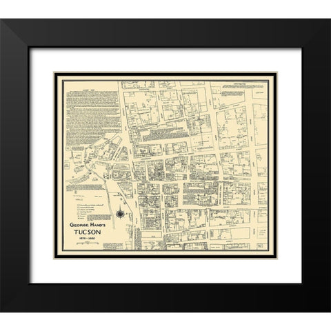 Tucson Arizona - Hand 1870 Black Modern Wood Framed Art Print with Double Matting by Hand