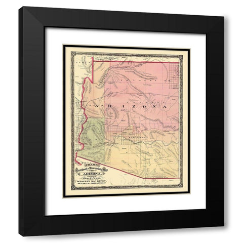 Arizona - Cram 1875 Black Modern Wood Framed Art Print with Double Matting by Cram