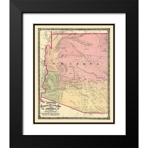 Arizona - Cram 1875 Black Modern Wood Framed Art Print with Double Matting by Cram