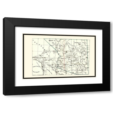 Arizona Guide Book of the Pacific - Brown 1866 Black Modern Wood Framed Art Print with Double Matting by Brown