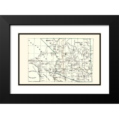 Arizona Guide Book of the Pacific - Brown 1866 Black Modern Wood Framed Art Print with Double Matting by Brown