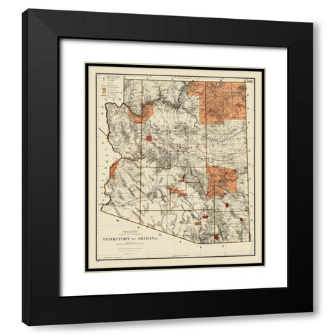 Arizona Territory - General Land Office 1887 Black Modern Wood Framed Art Print with Double Matting by General Land Office