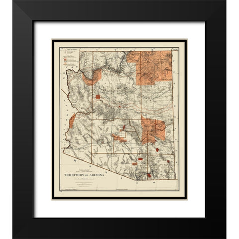 Arizona Territory - General Land Office 1887 Black Modern Wood Framed Art Print with Double Matting by General Land Office