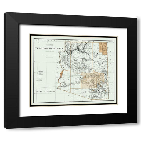 Arizona Territory - Bien 1879 Black Modern Wood Framed Art Print with Double Matting by Bien