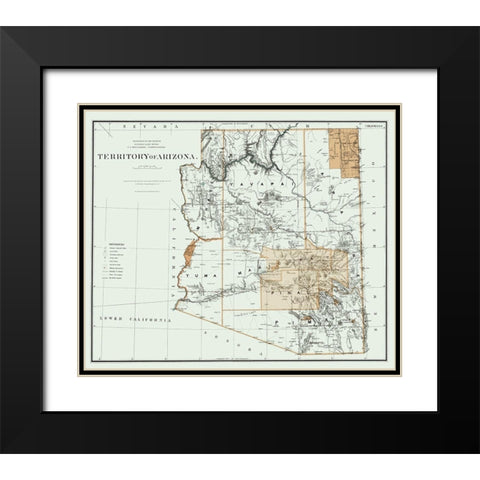 Arizona Territory - Bien 1879 Black Modern Wood Framed Art Print with Double Matting by Bien
