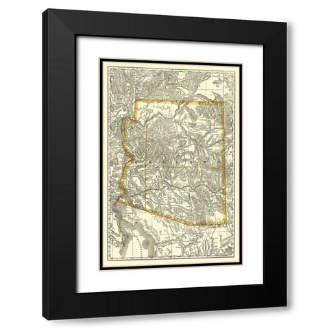 Arizona - Rand McNally 1876 Black Modern Wood Framed Art Print with Double Matting by Rand McNally