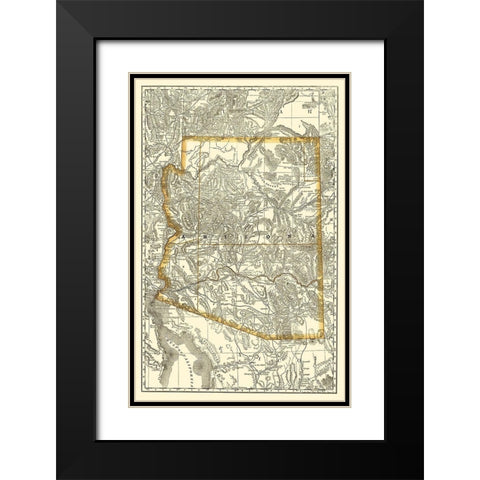 Arizona - Rand McNally 1876 Black Modern Wood Framed Art Print with Double Matting by Rand McNally