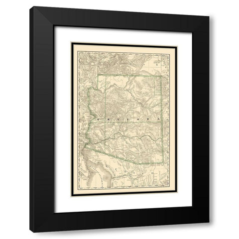 Arizona - Rand McNally 1879 Black Modern Wood Framed Art Print with Double Matting by Rand McNally