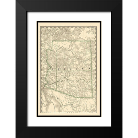 Arizona - Rand McNally 1879 Black Modern Wood Framed Art Print with Double Matting by Rand McNally