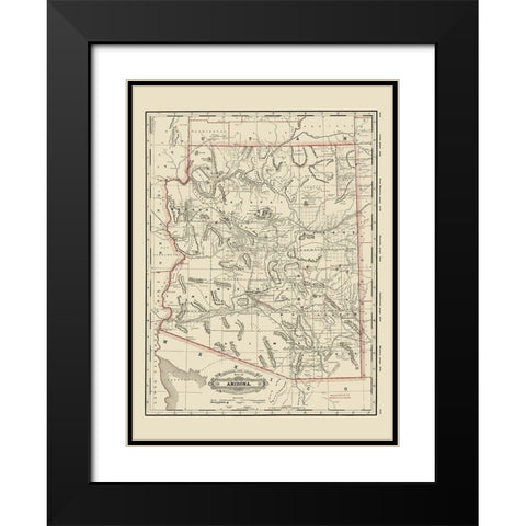 Arizona - Cram 1889 Black Modern Wood Framed Art Print with Double Matting by Cram