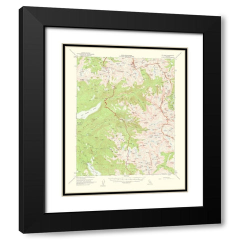 Mt Abbot California Quad - USGS 1963 Black Modern Wood Framed Art Print with Double Matting by USGS