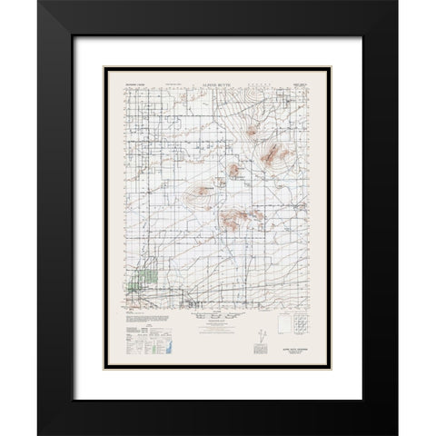 Alpine Butte Sheet - US Army 1943 Black Modern Wood Framed Art Print with Double Matting by US Army