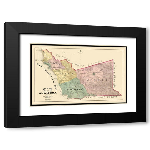 Alameda California Landowner - Thompson 1878 Black Modern Wood Framed Art Print with Double Matting by Thompson