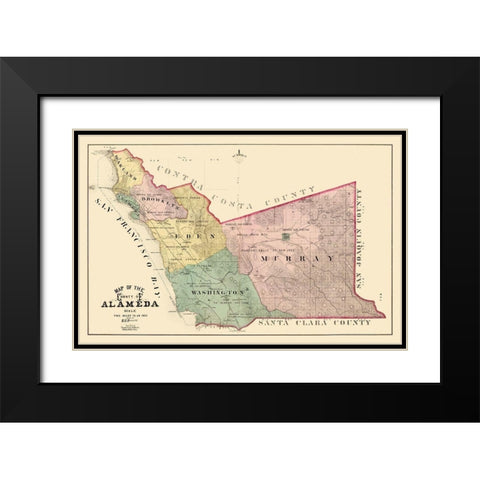Alameda California Landowner - Thompson 1878 Black Modern Wood Framed Art Print with Double Matting by Thompson